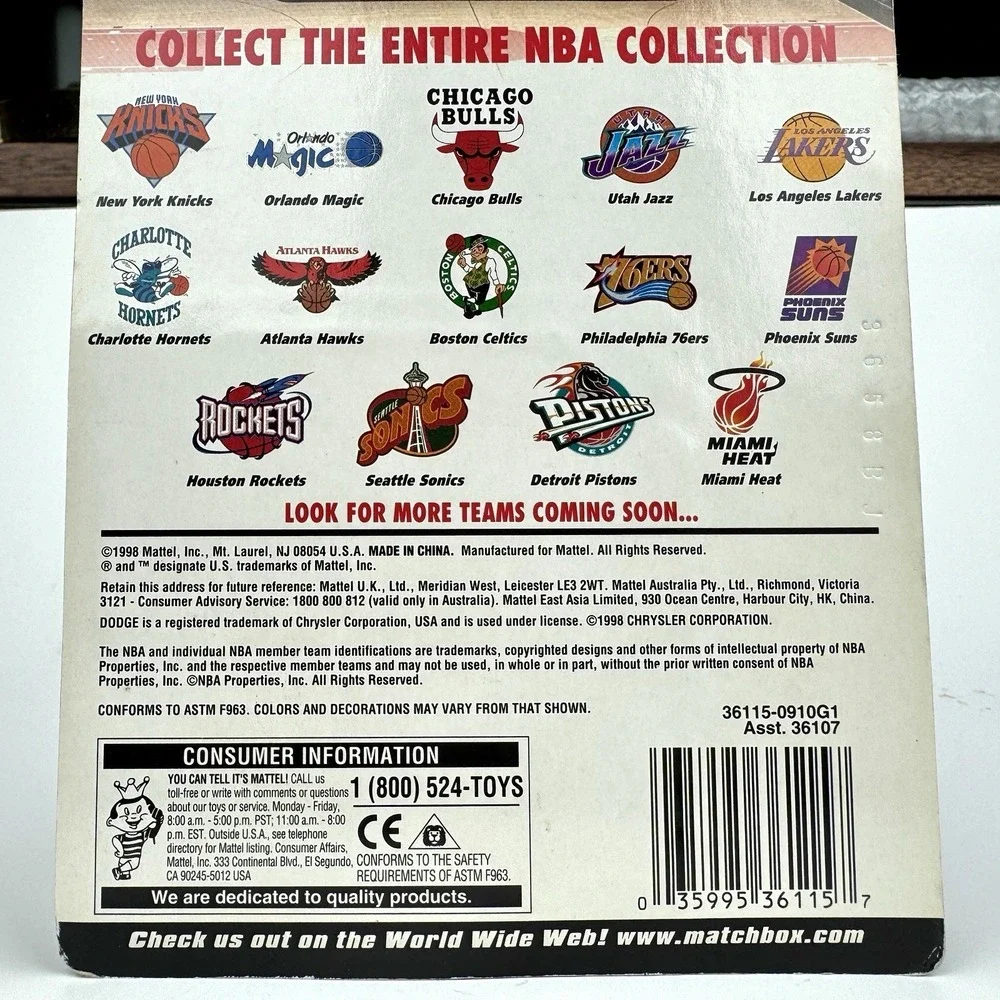 1998 Matchbox Chicago Bulls NBA Collection Dodge Viper Car Vtg Toy Sealed *READ*